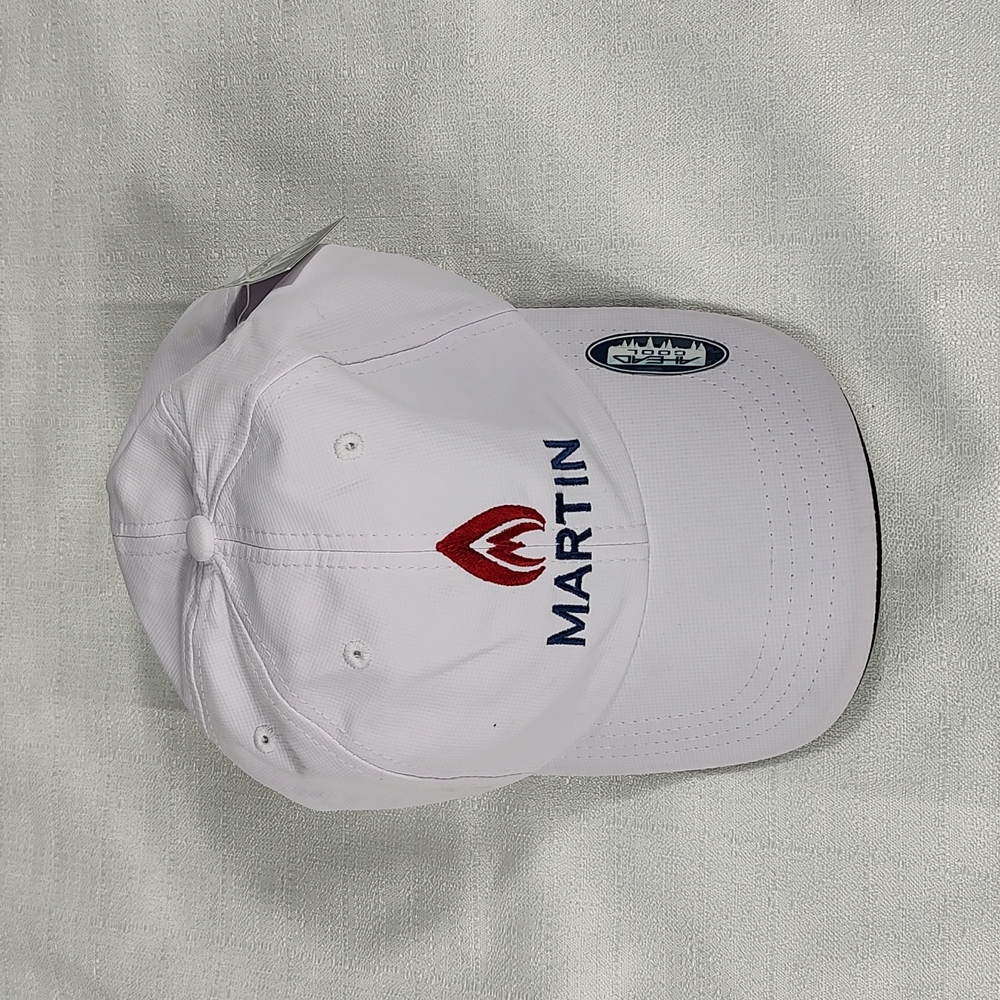 White Blue Red Martin Ball Cap Hat Rounded Bill Velcro Classic Cut Golf Casual